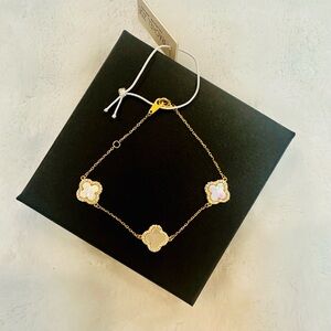 Elegant Gold and White Clover Rachel Zoe Bracelet